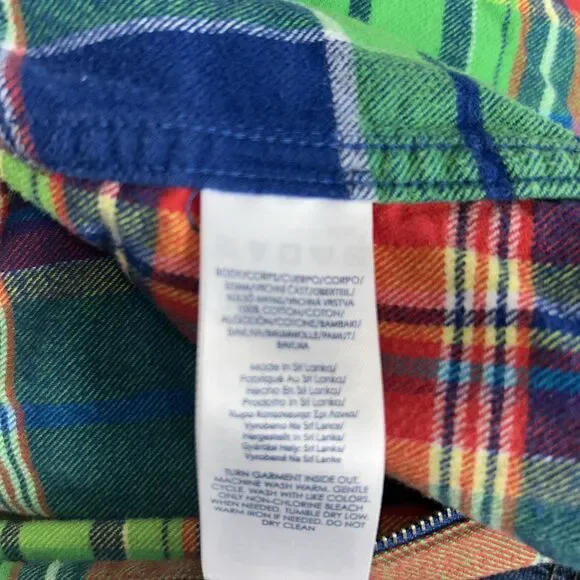 Vintage Chaps Zip Up Flannel Shirt Womens Large Colorful Plaid Top - Picture 7 of 8